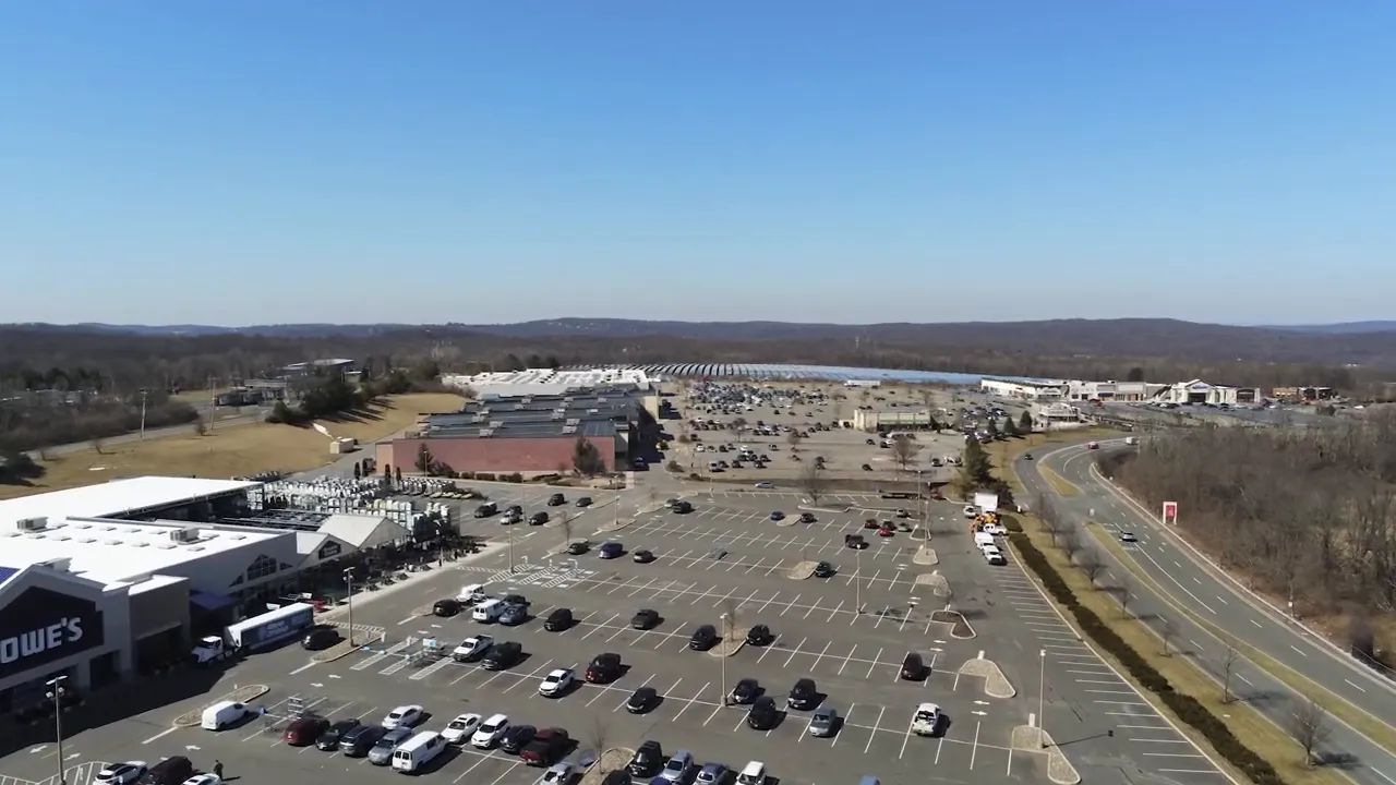 Aerial view of the Budd Lake retail and parking area in Mount Olive NJ