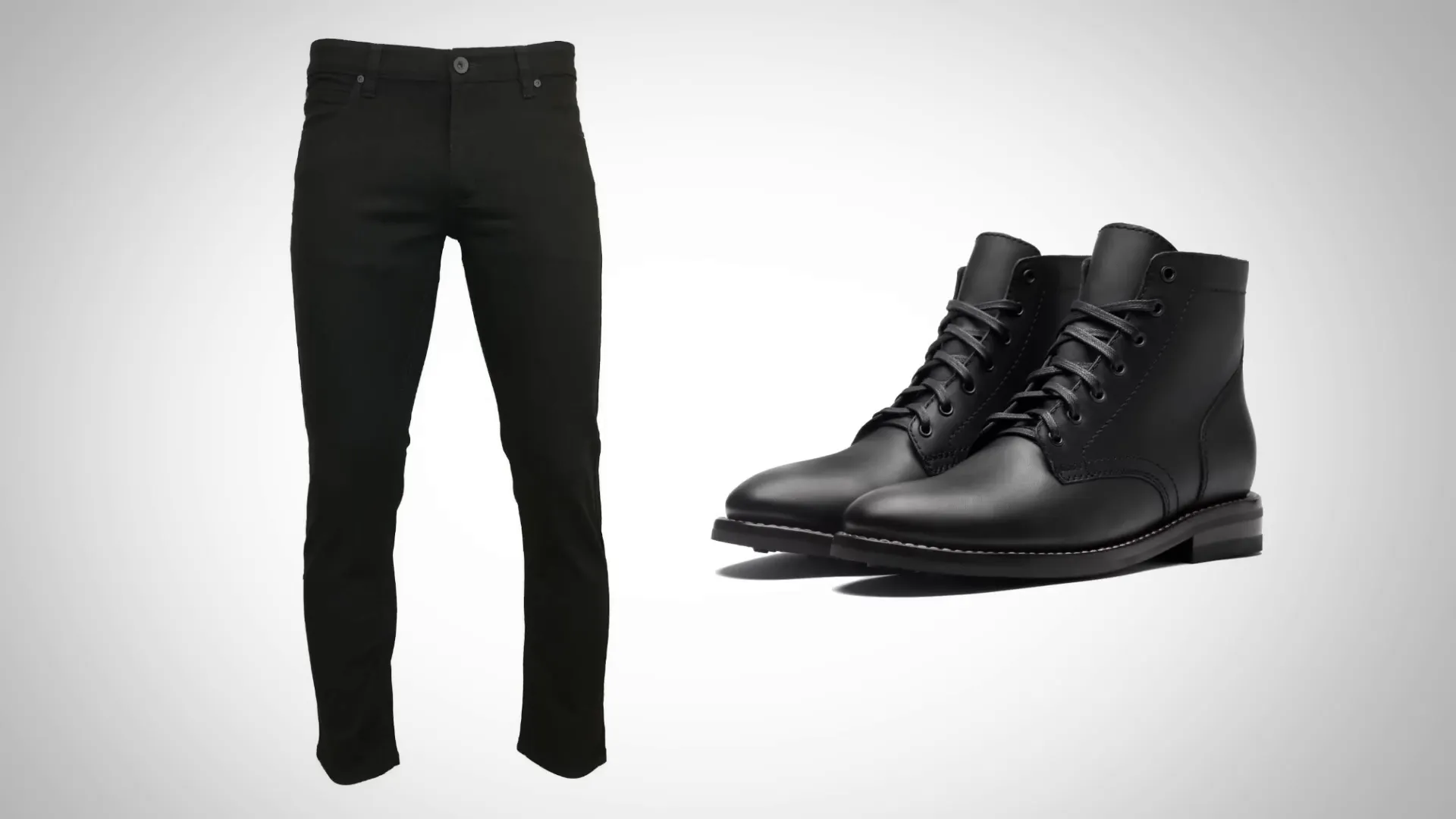 Man wearing black jeans with shoes