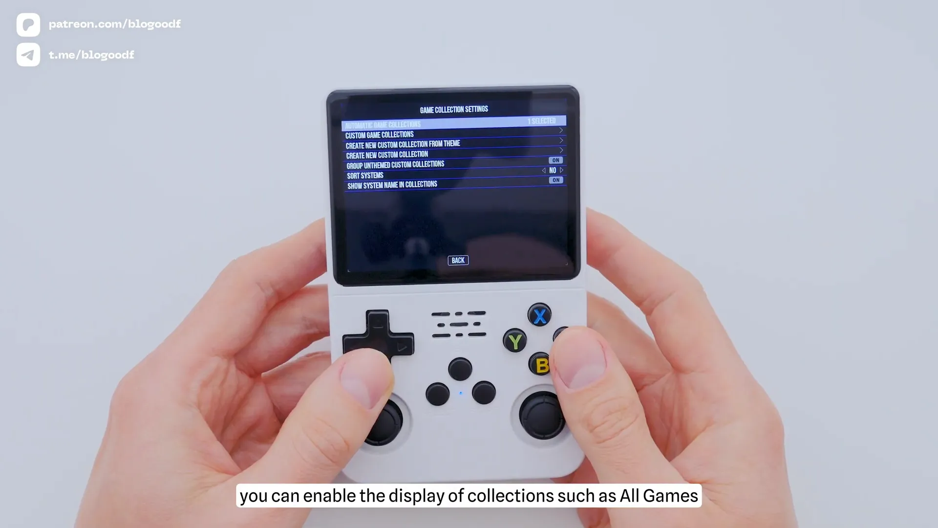 Game Collection Settings menu showing options for All Games and Favorites