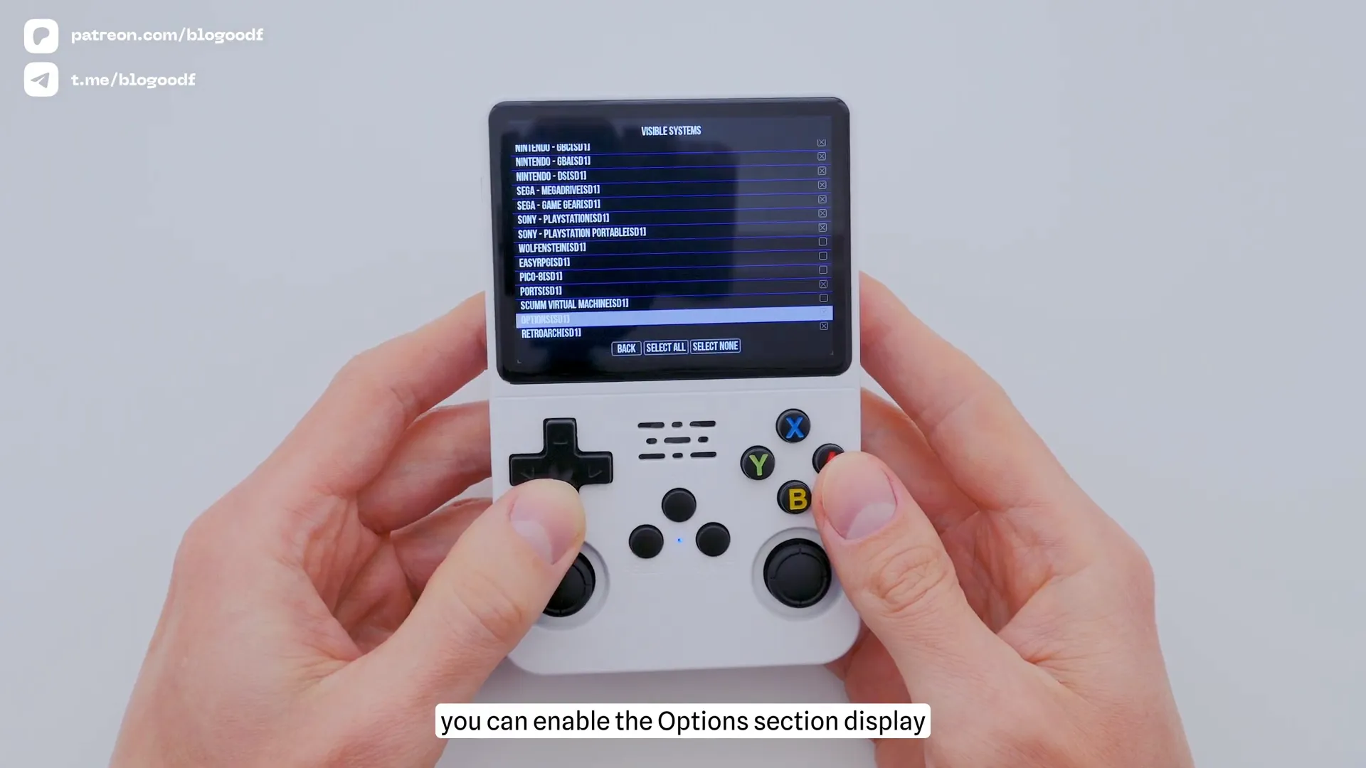 Enabling Options section in Visible Systems menu