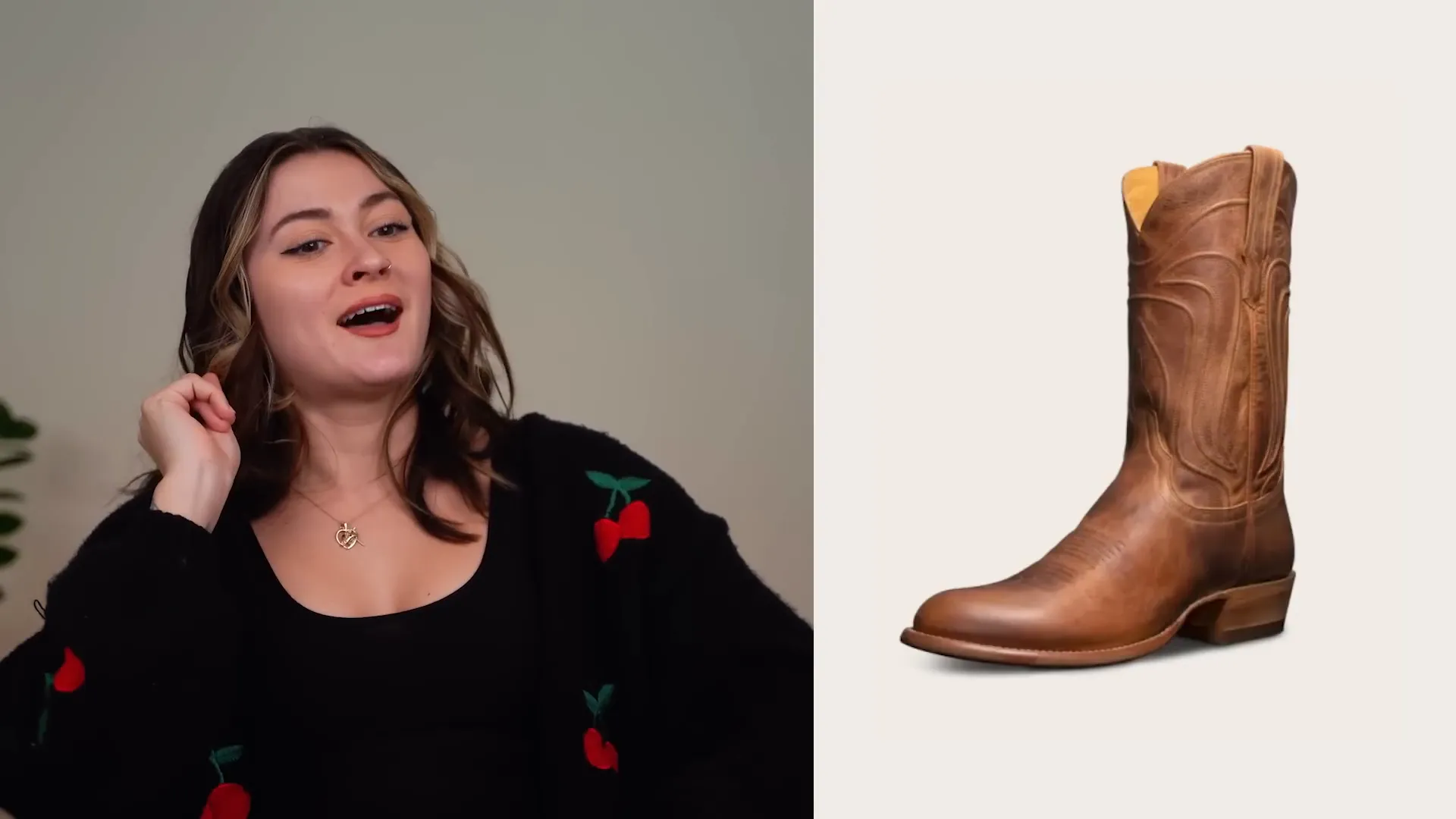 Stylish cowboy boots on display