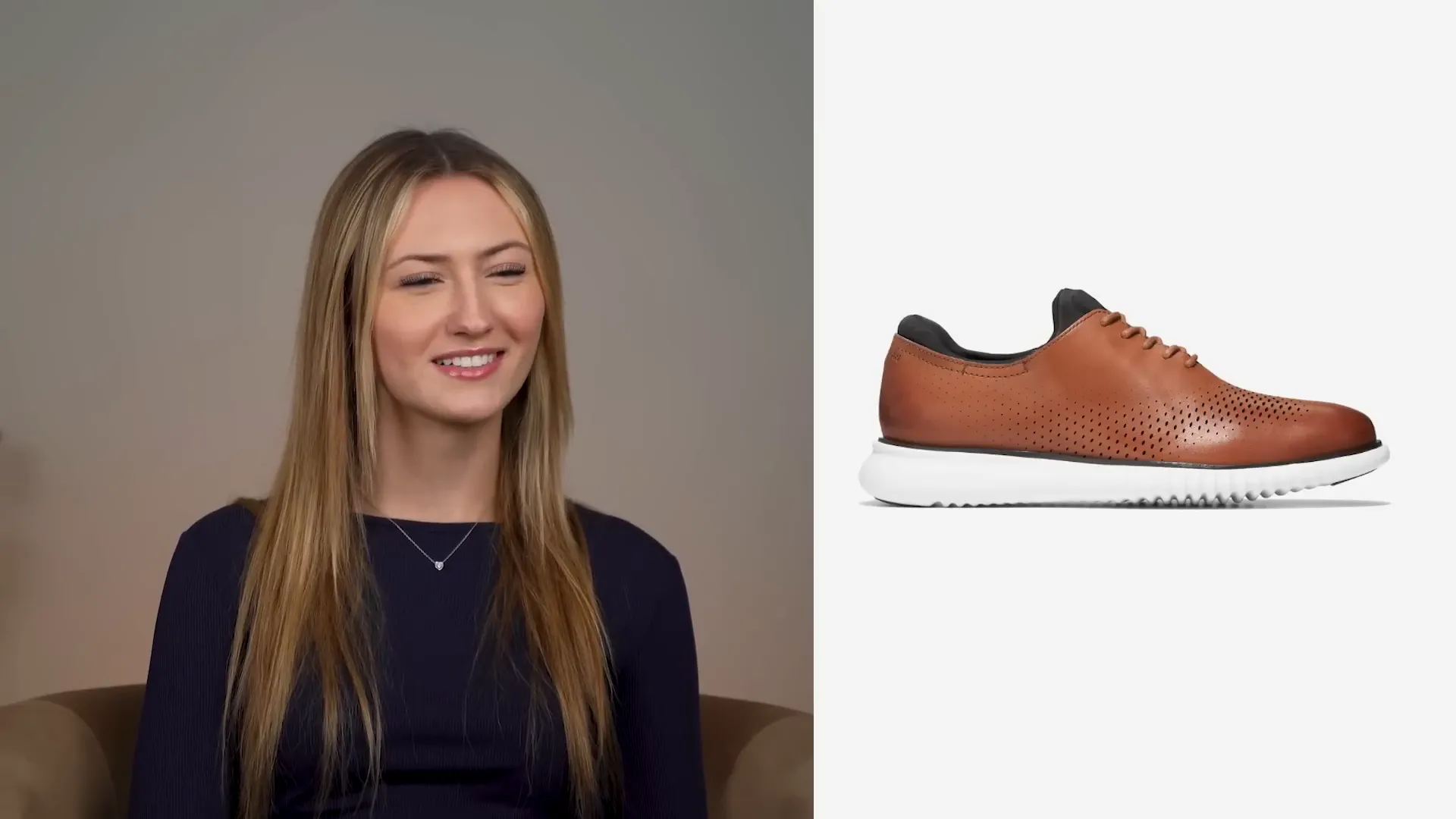 Man trying on dress sneakers