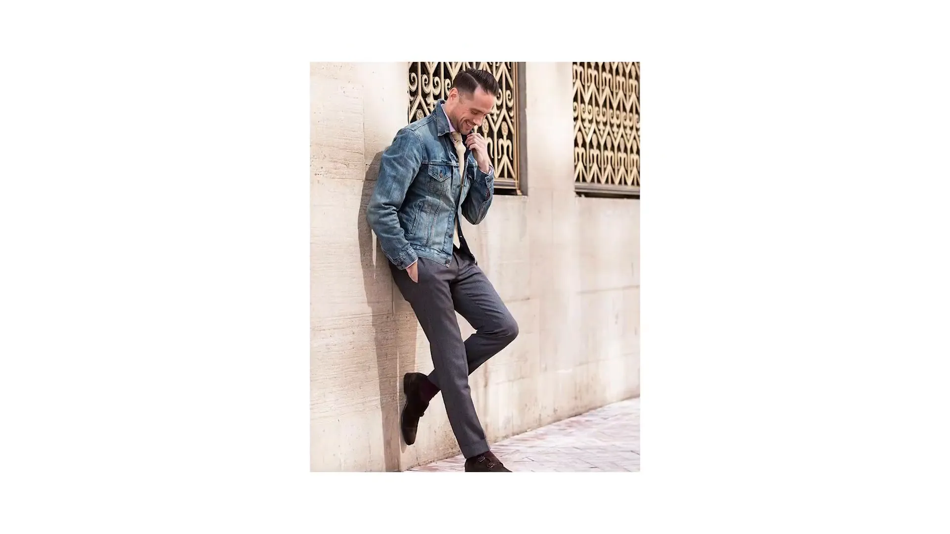 Denim jacket with trousers