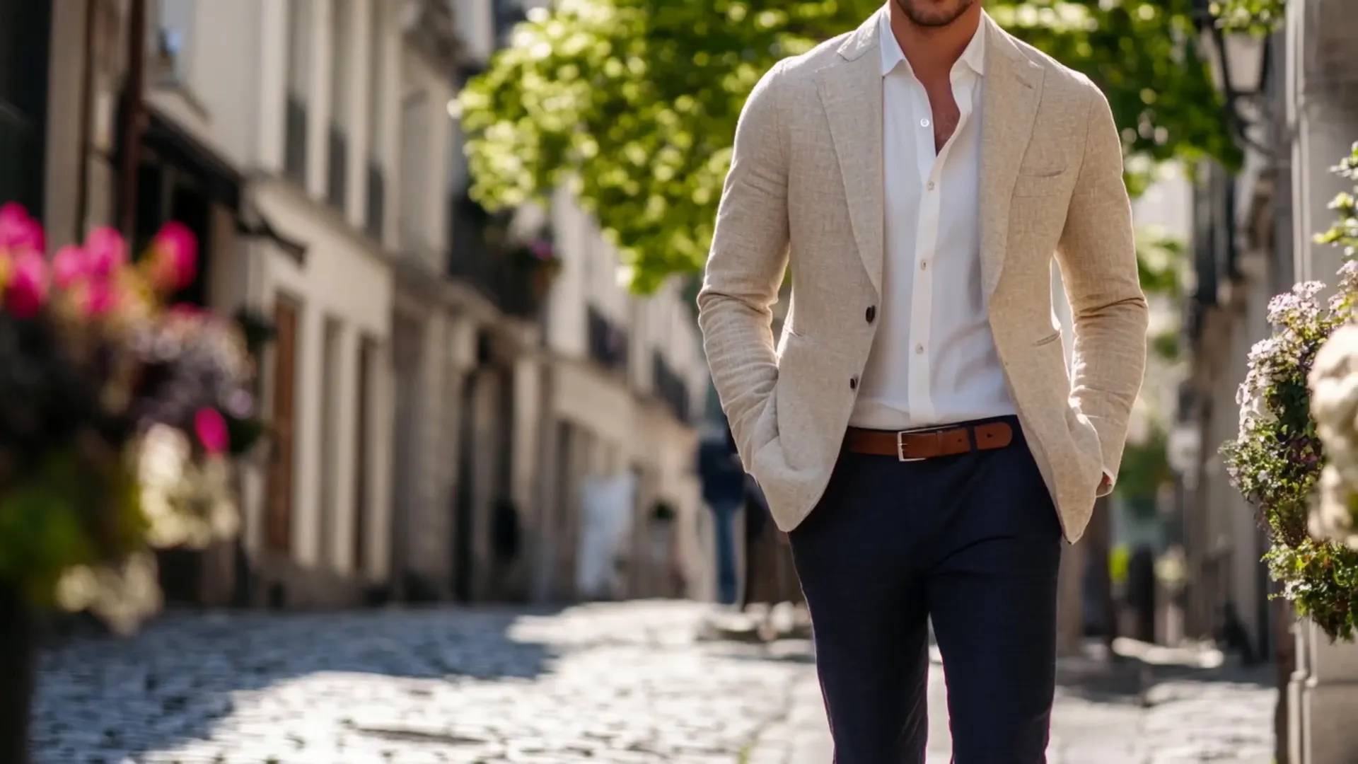 A classic linen blazer in a light color