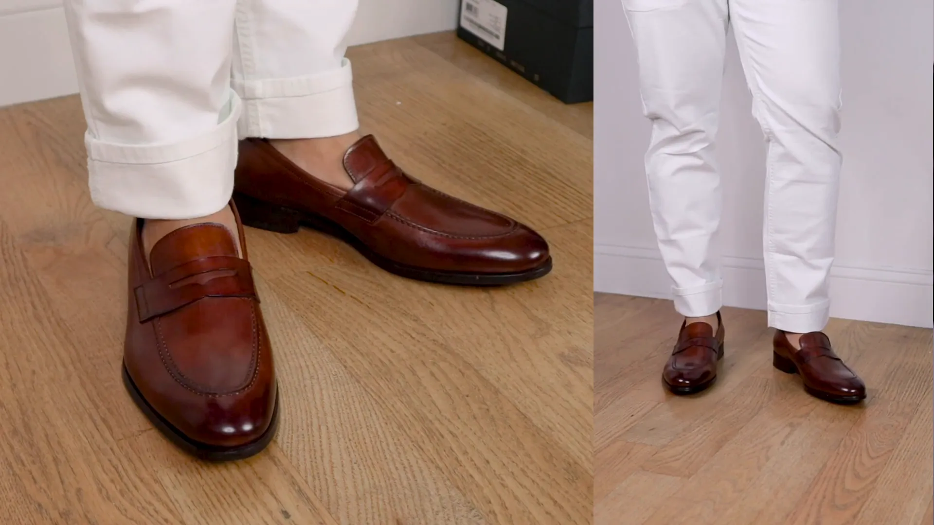 White Denim with Tan Leather Shoes