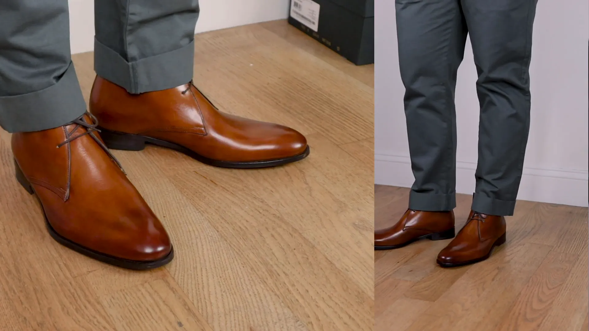 Medium Gray Pants with Tan Leather Shoes