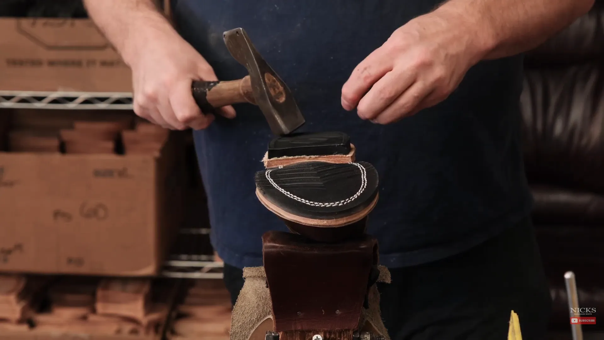 Applying the heel base to the boot
