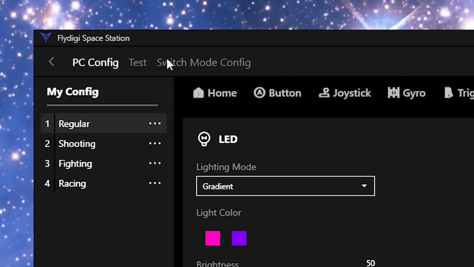 Flydigi Space Station software interface