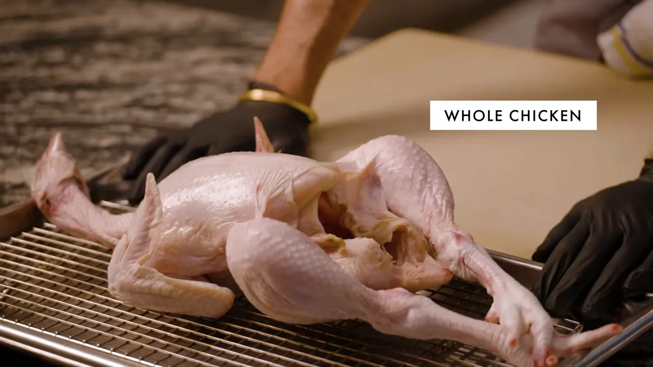 Whole Hudson Valley chicken on the prep table