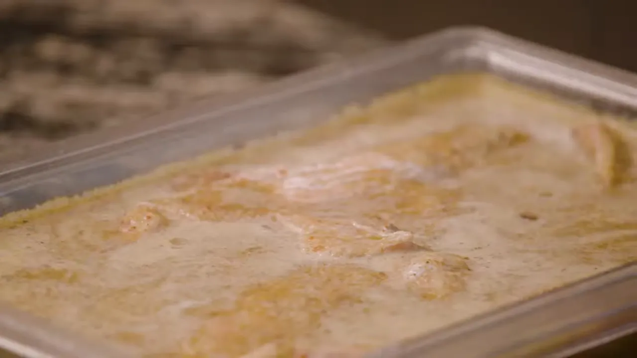 Chicken halves marinating in citrus-habanero brine