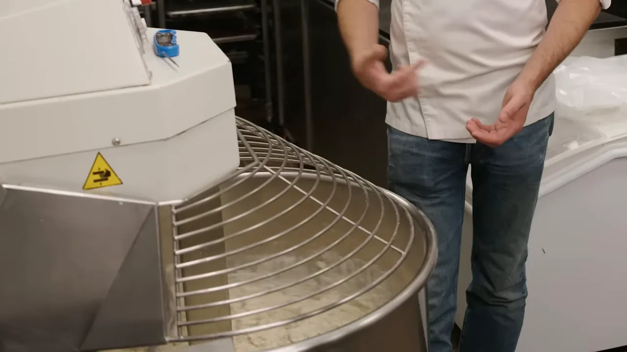 Mixing croissant dough in a dough-specific mixer