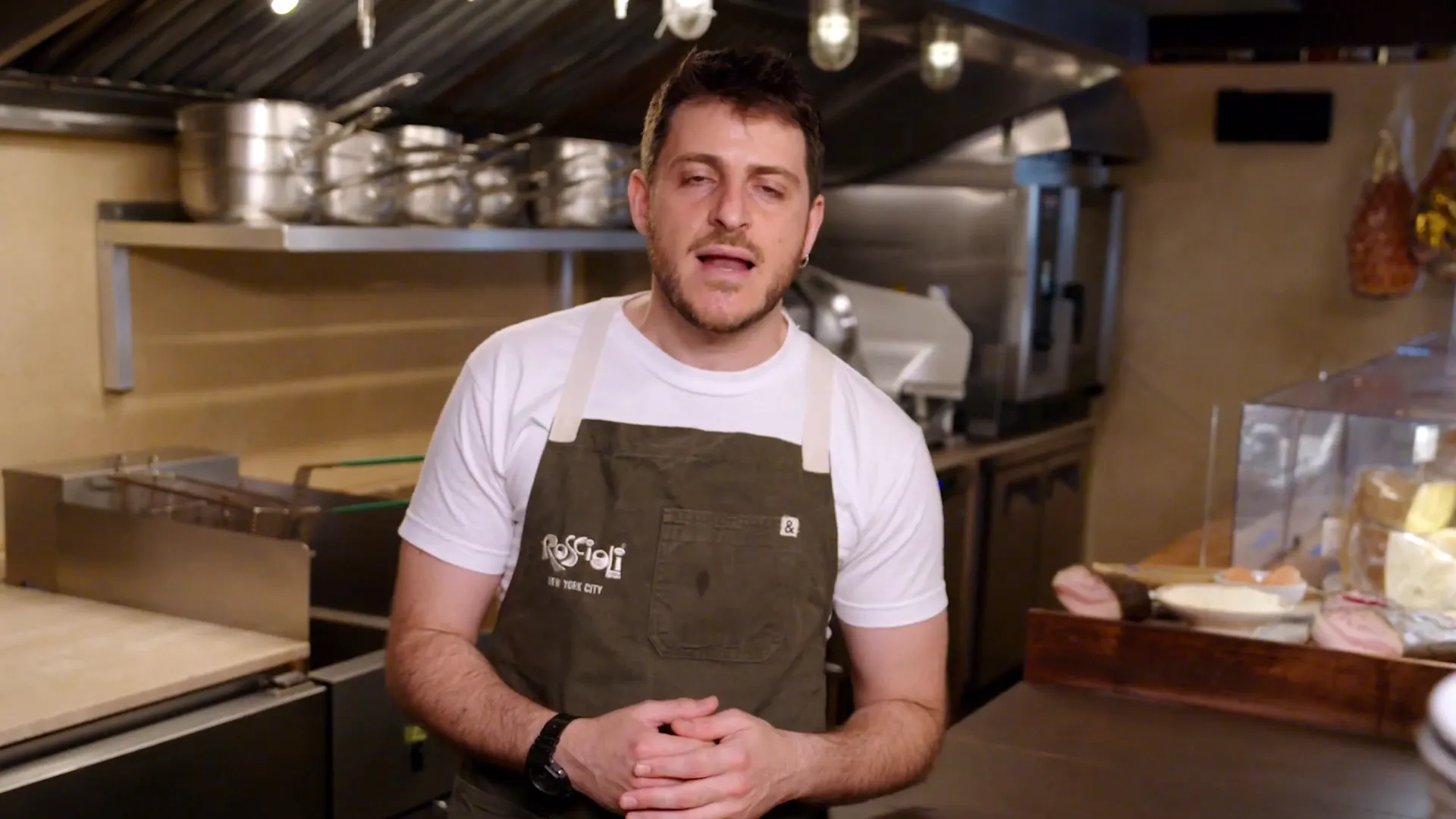 Chef Mattia Maliterni introducing Roscioli NYC and carbonara