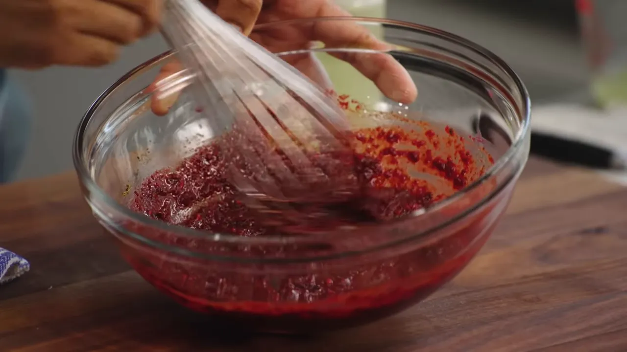Mixing the beet infused spice paste