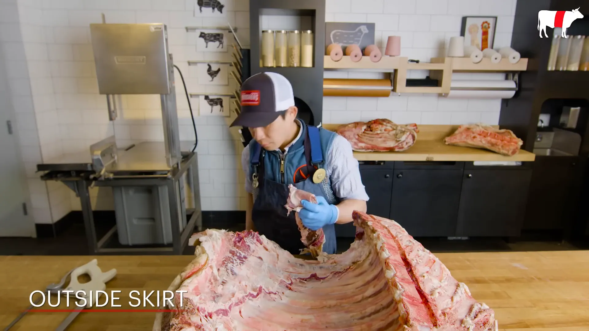 Removing membranes from the outside skirt steak