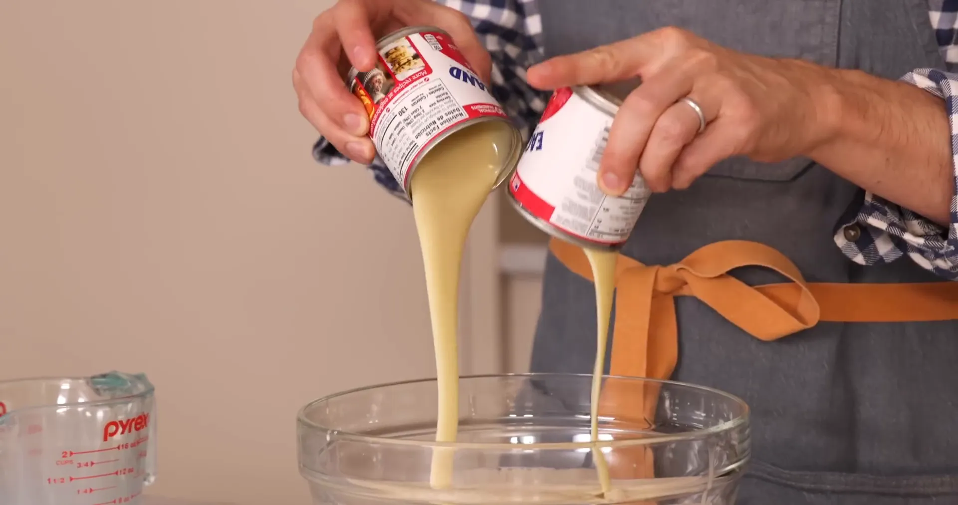 Mixing the tres leches milk soak mixture