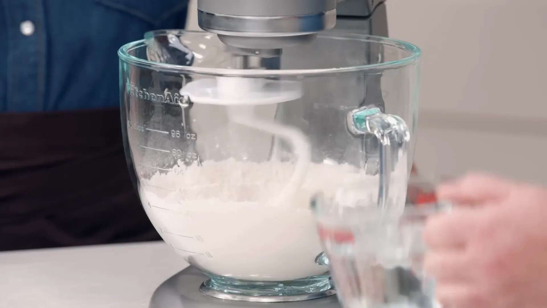 Mixing dough ingredients in a stand mixer