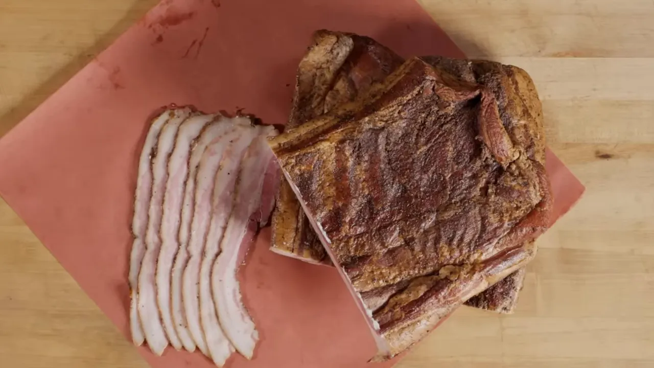 Pork belly rubbed with cure ingredients ready to rest for 10 days