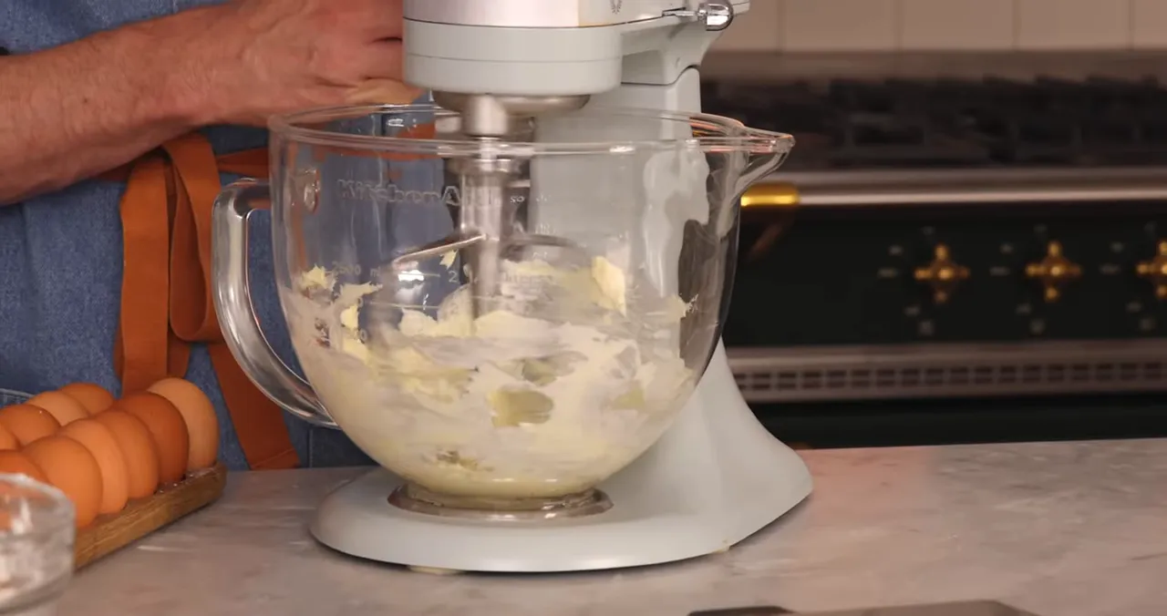 Softened butter creamed in a stand mixer