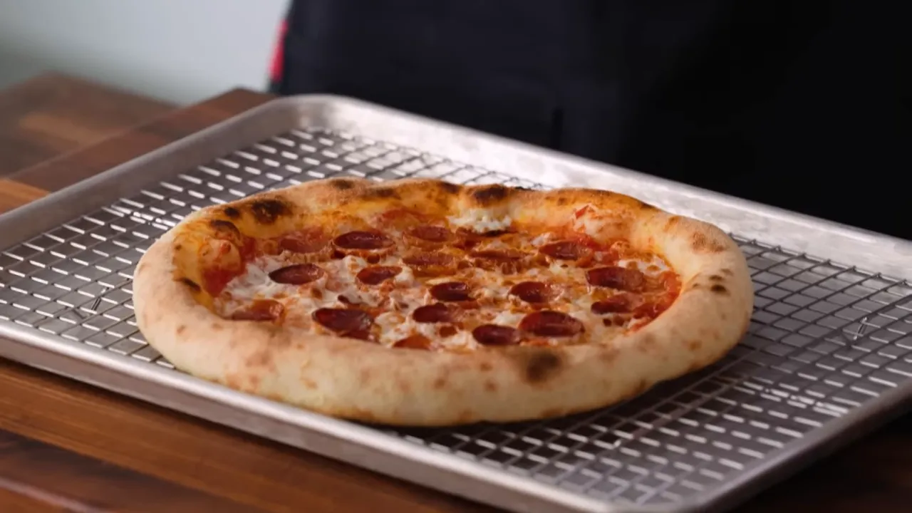 Pepperoni cupping with pools of pepperoni oil