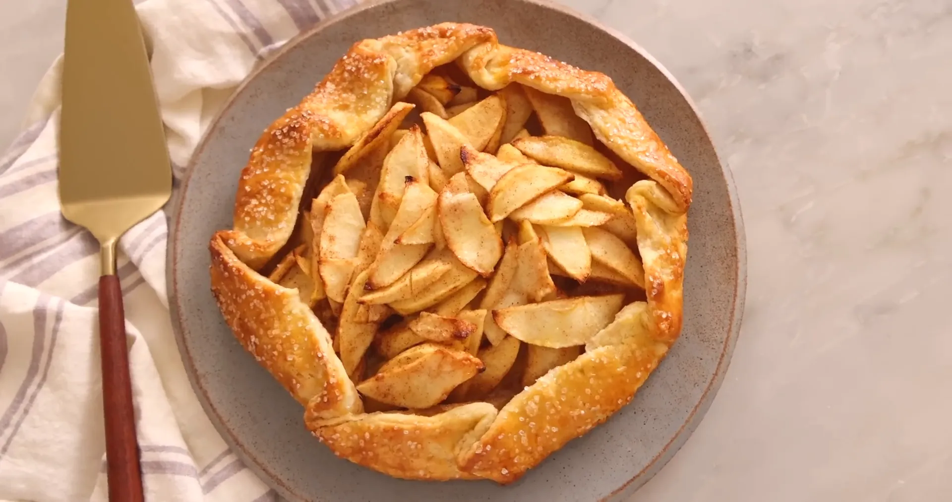 Golden baked apple galette fresh out of the oven
