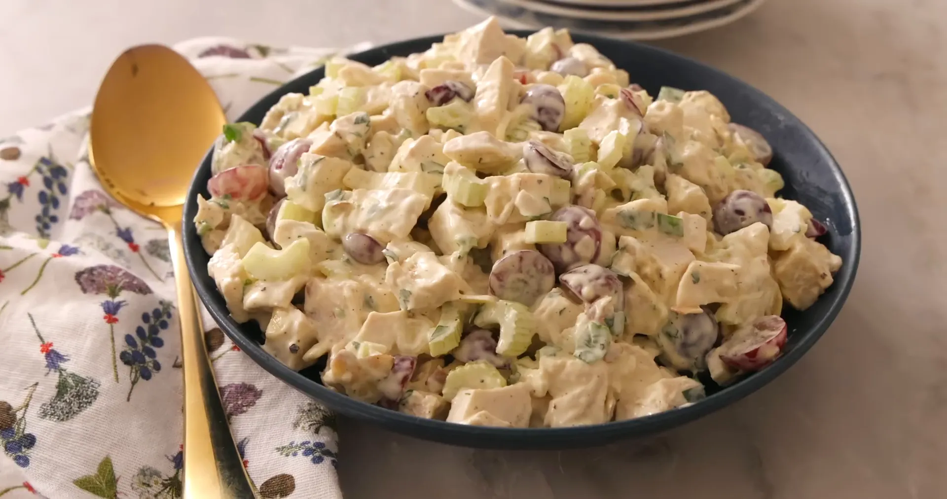 Ready-to-eat chicken salad served in a bowl