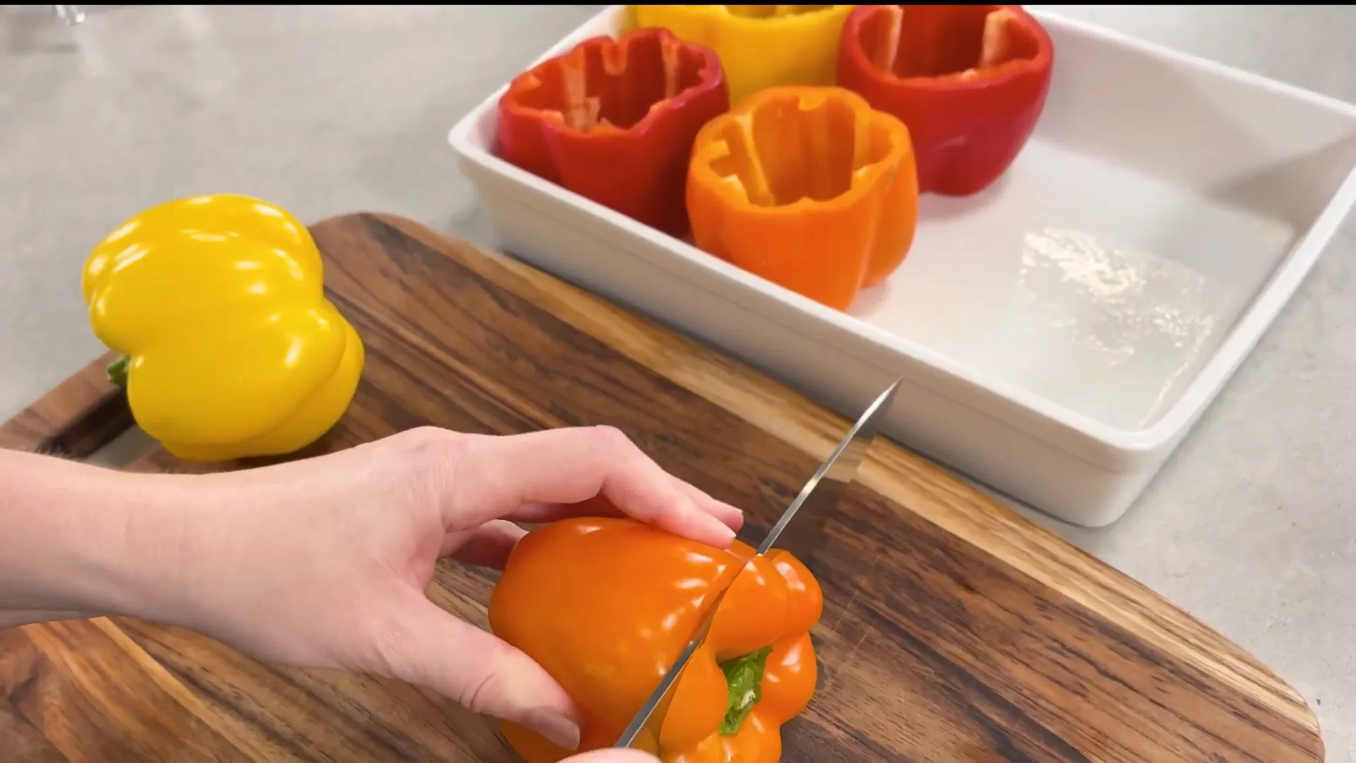 Variety of colorful bell peppers ready for stuffing