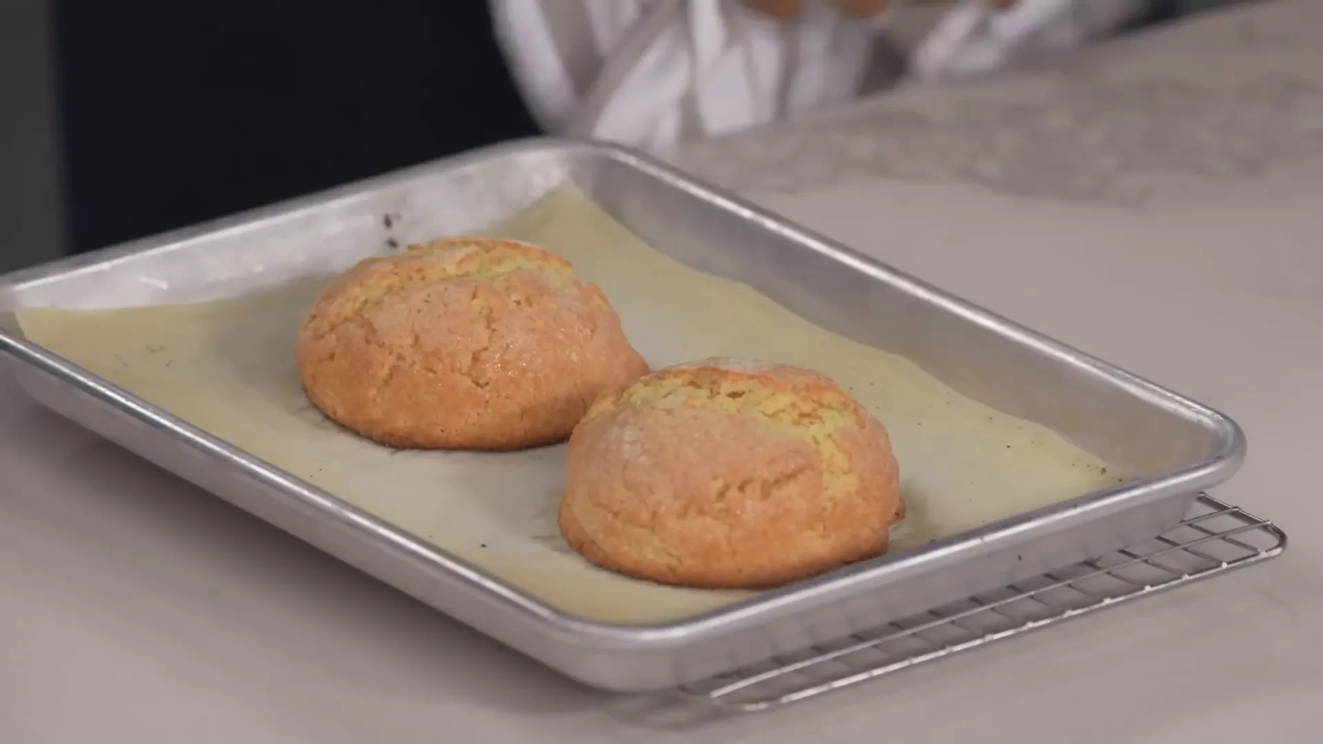 Golden brown shortcakes fresh from the oven