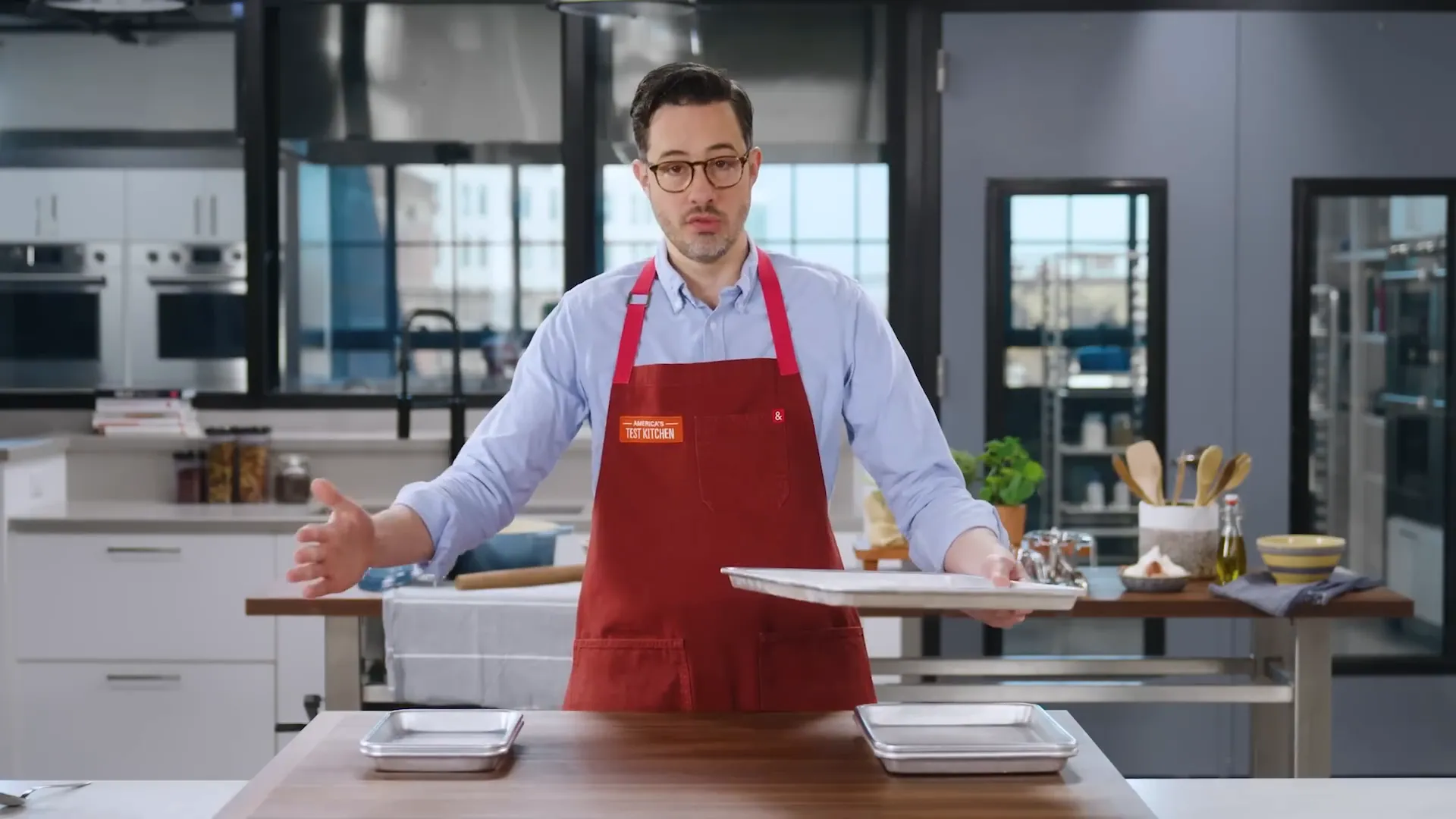Half sheet pan on kitchen counter