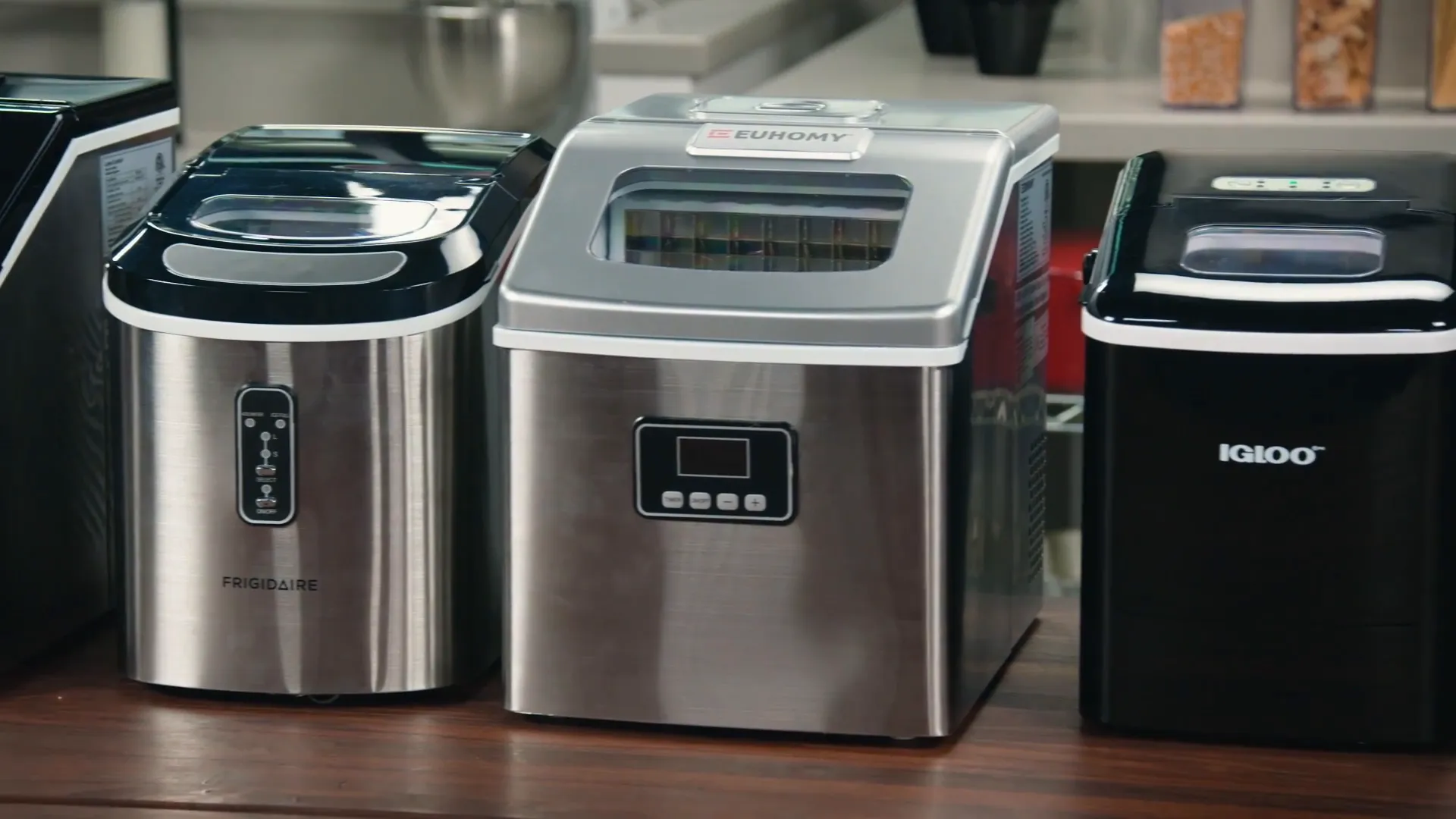Adam showcasing different countertop ice makers