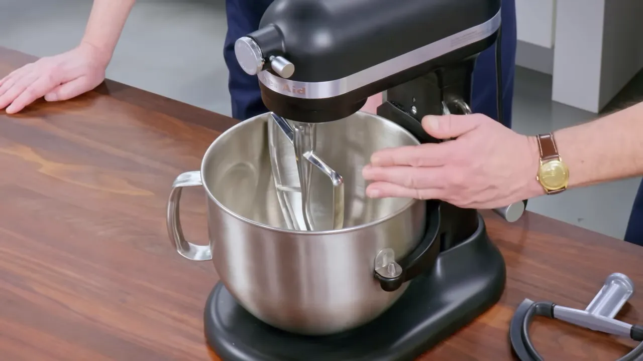 Close up of mixer motor and drive showing mechanical parts