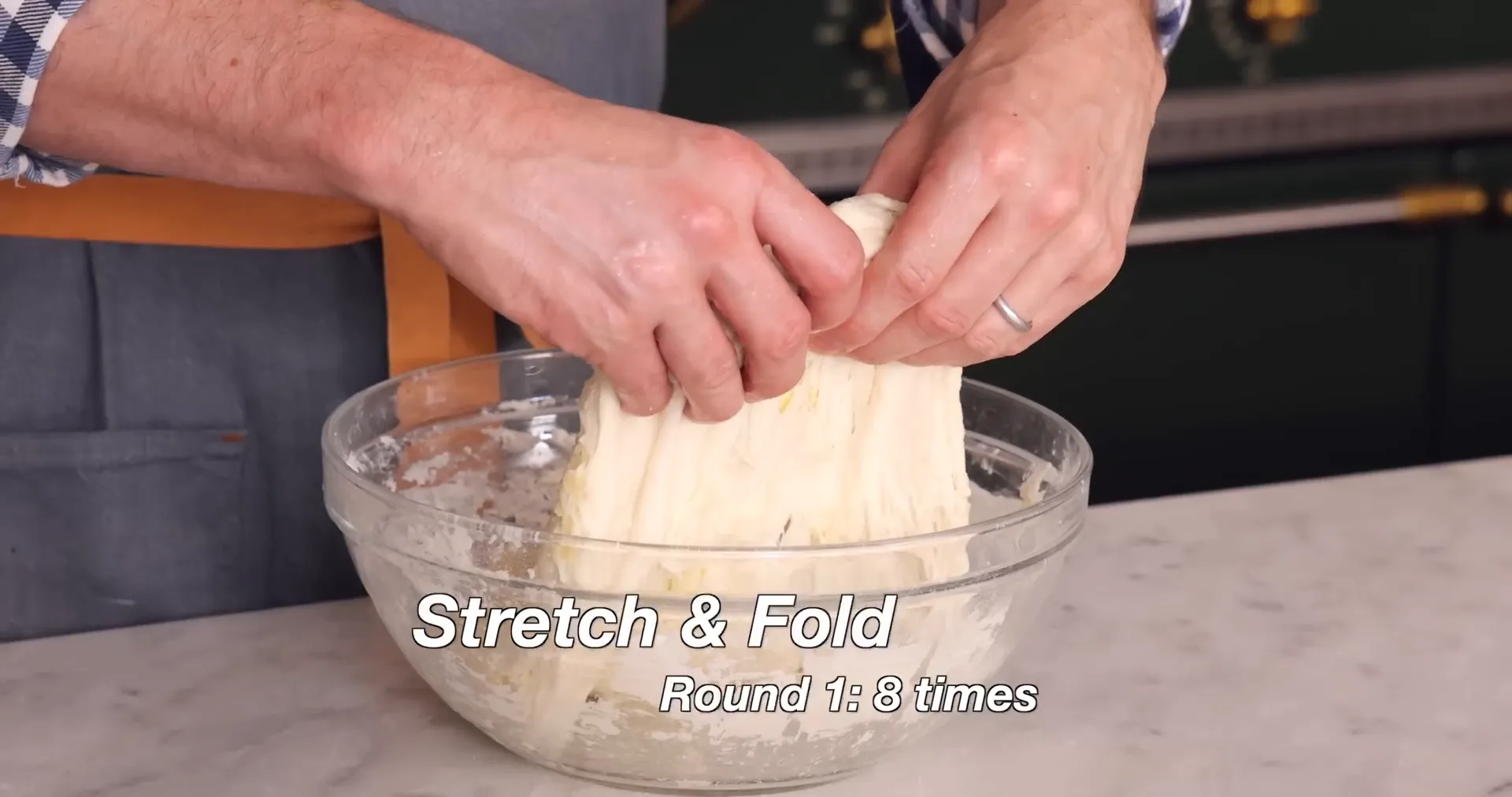 Stretching and folding the spongy dough