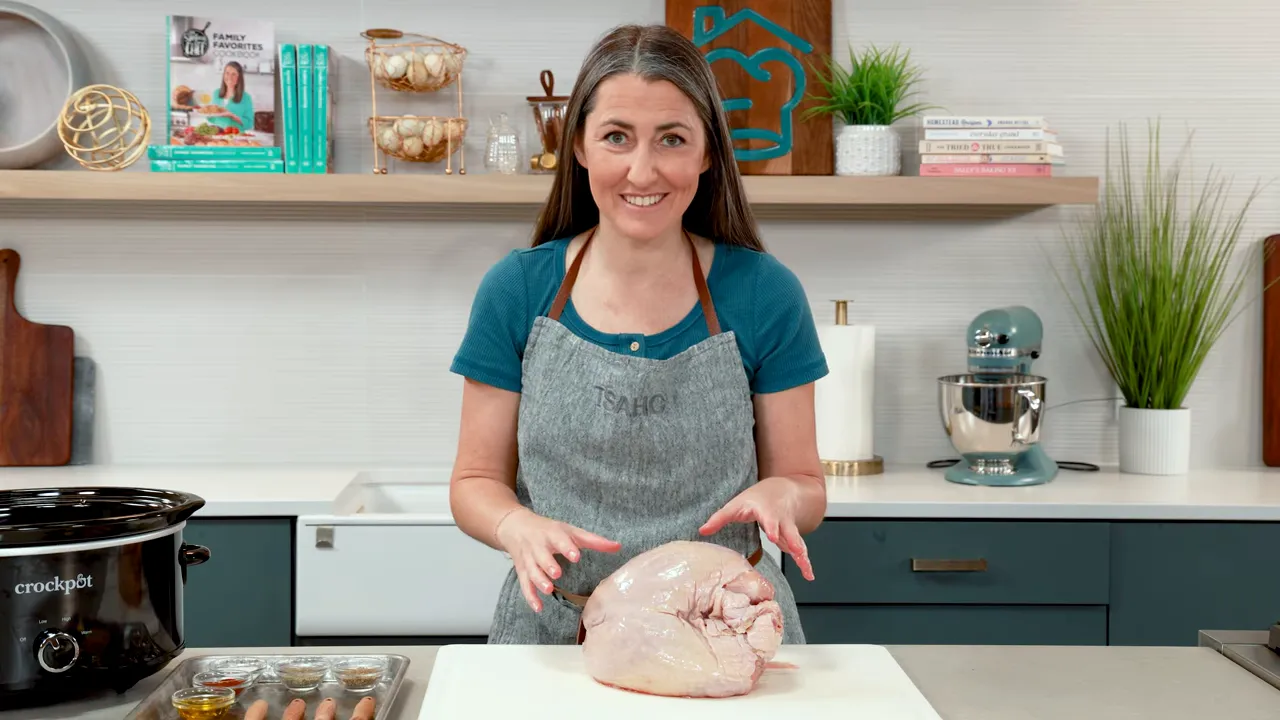 Bone in and boneless turkey breast options on the counter