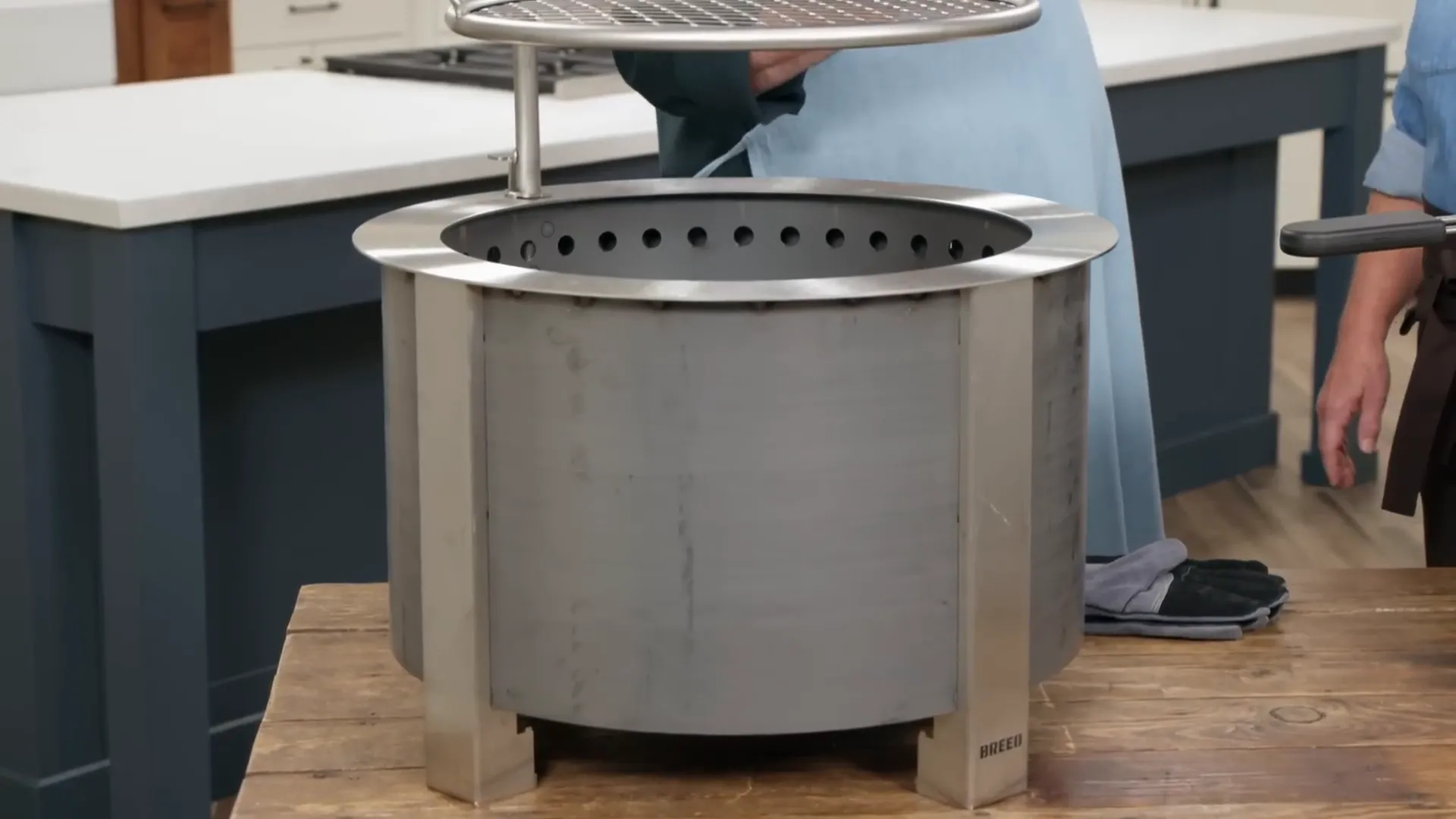 Lineup of eight fire pits ready for testing