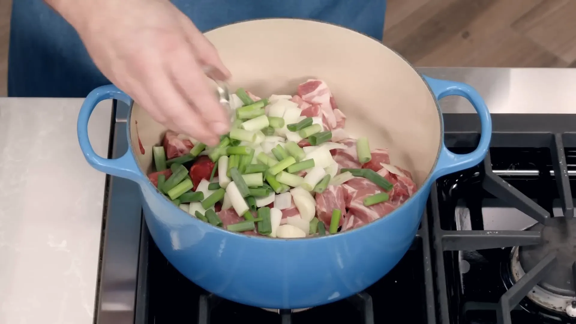 Onions, scallions, and garlic added to hash