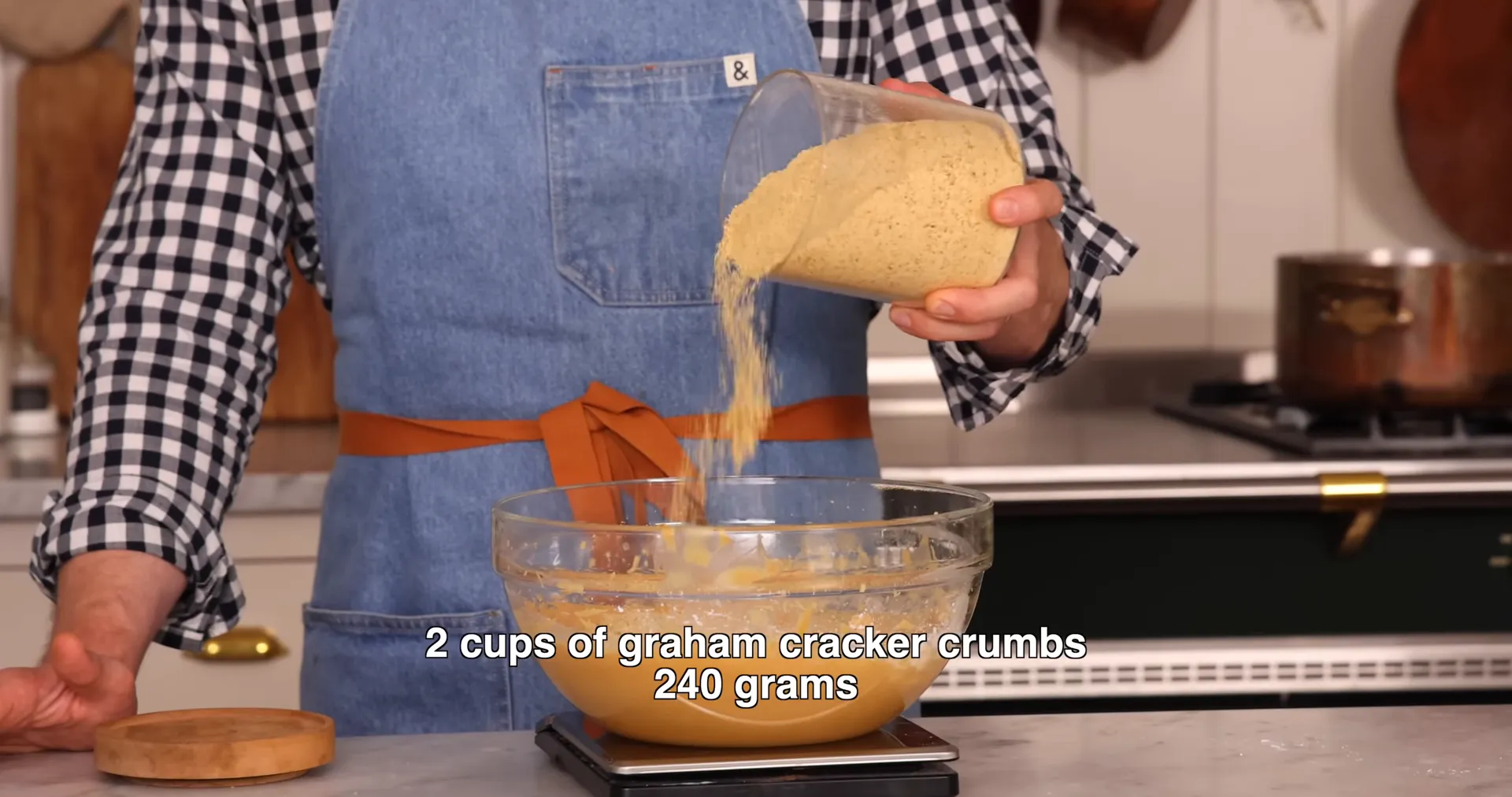 Adding graham cracker crumbs to the peanut butter mixture