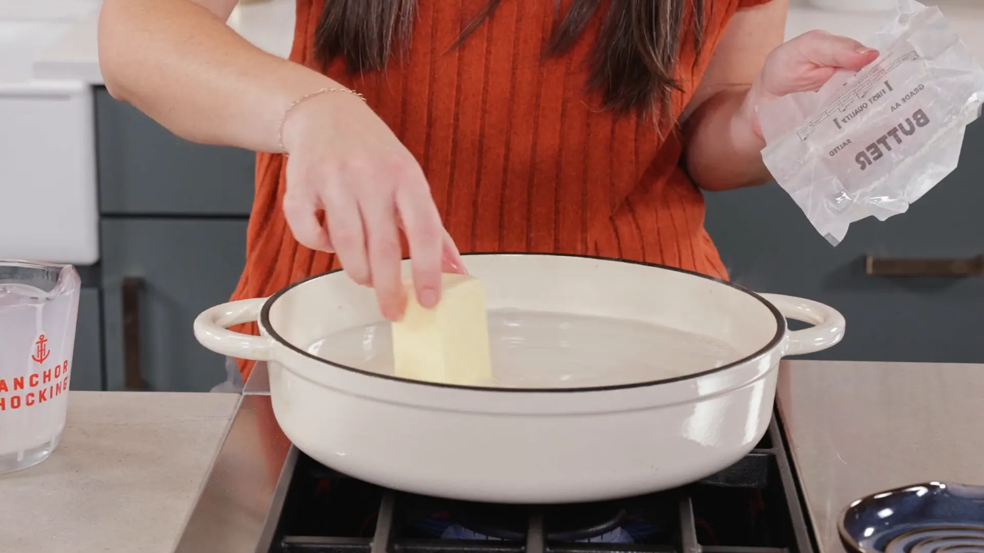 Butter melting in milk and water mixture