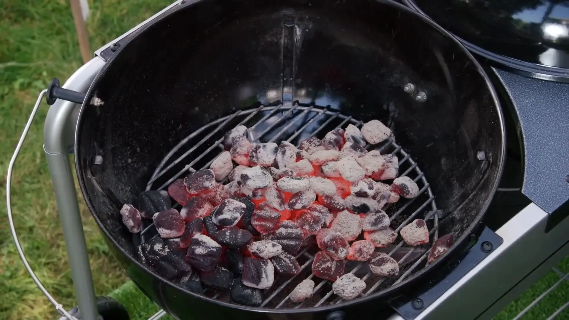 Hot charcoal grill ready for cooking chicken