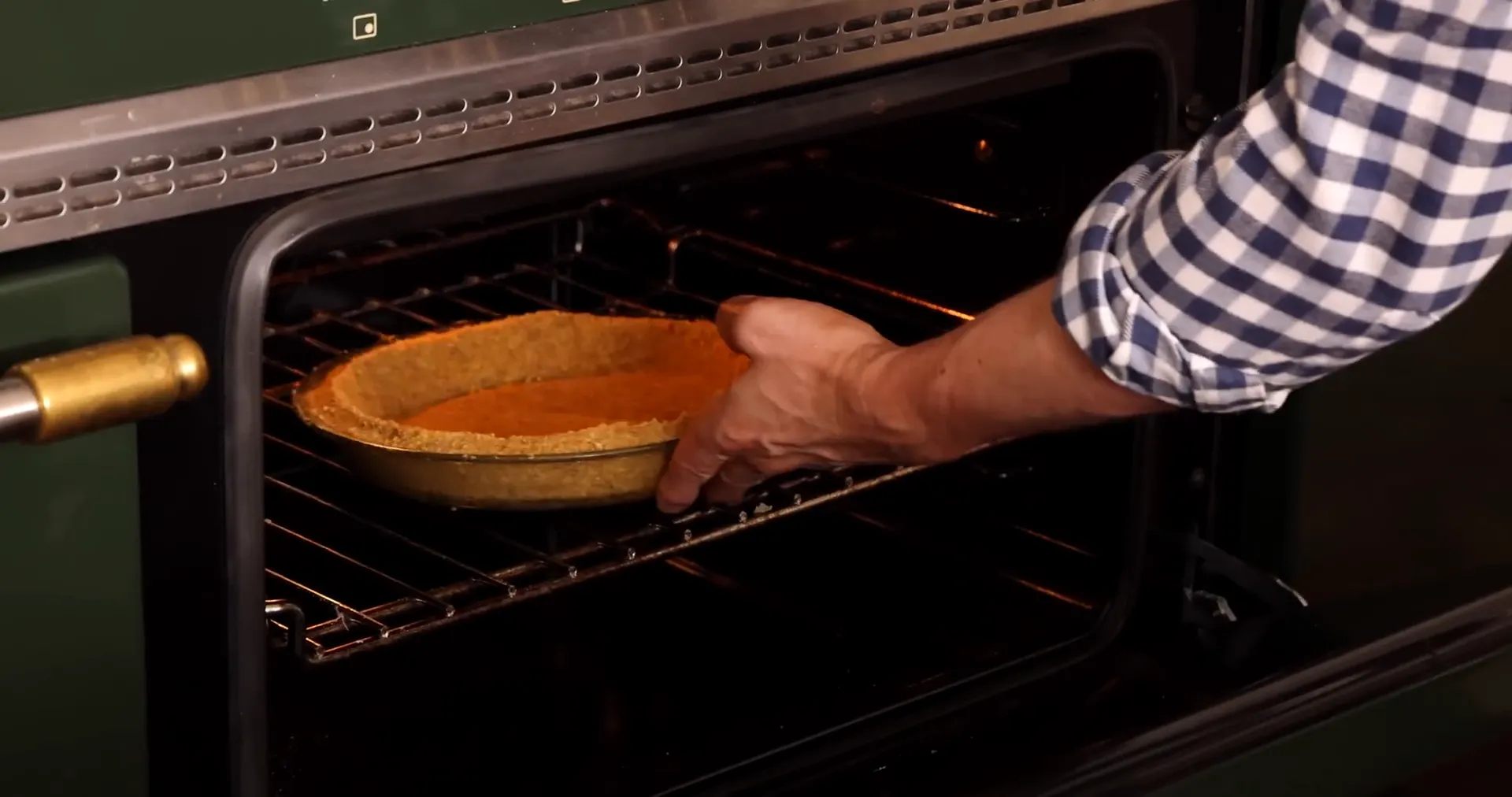 Graham cracker crust baked until fragrant