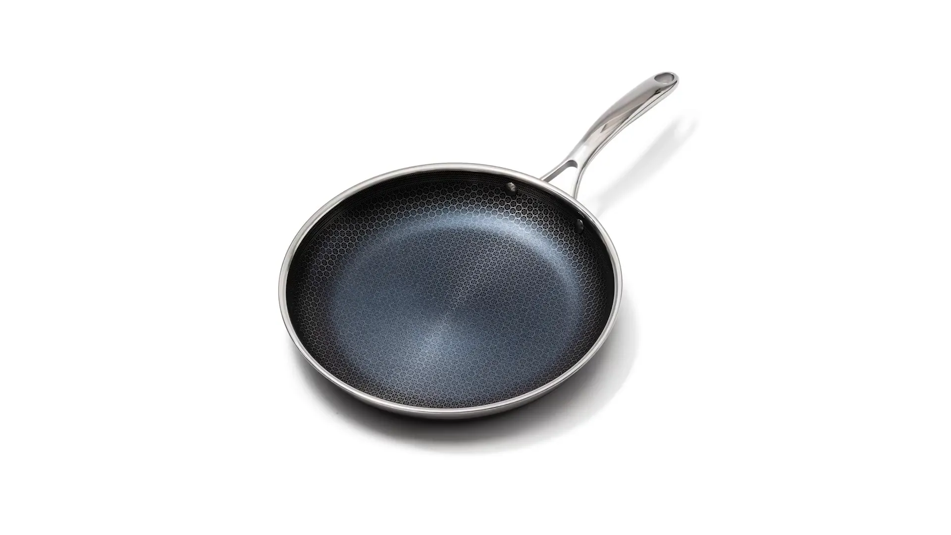HexClad pan close-up showing cross-hatched surface