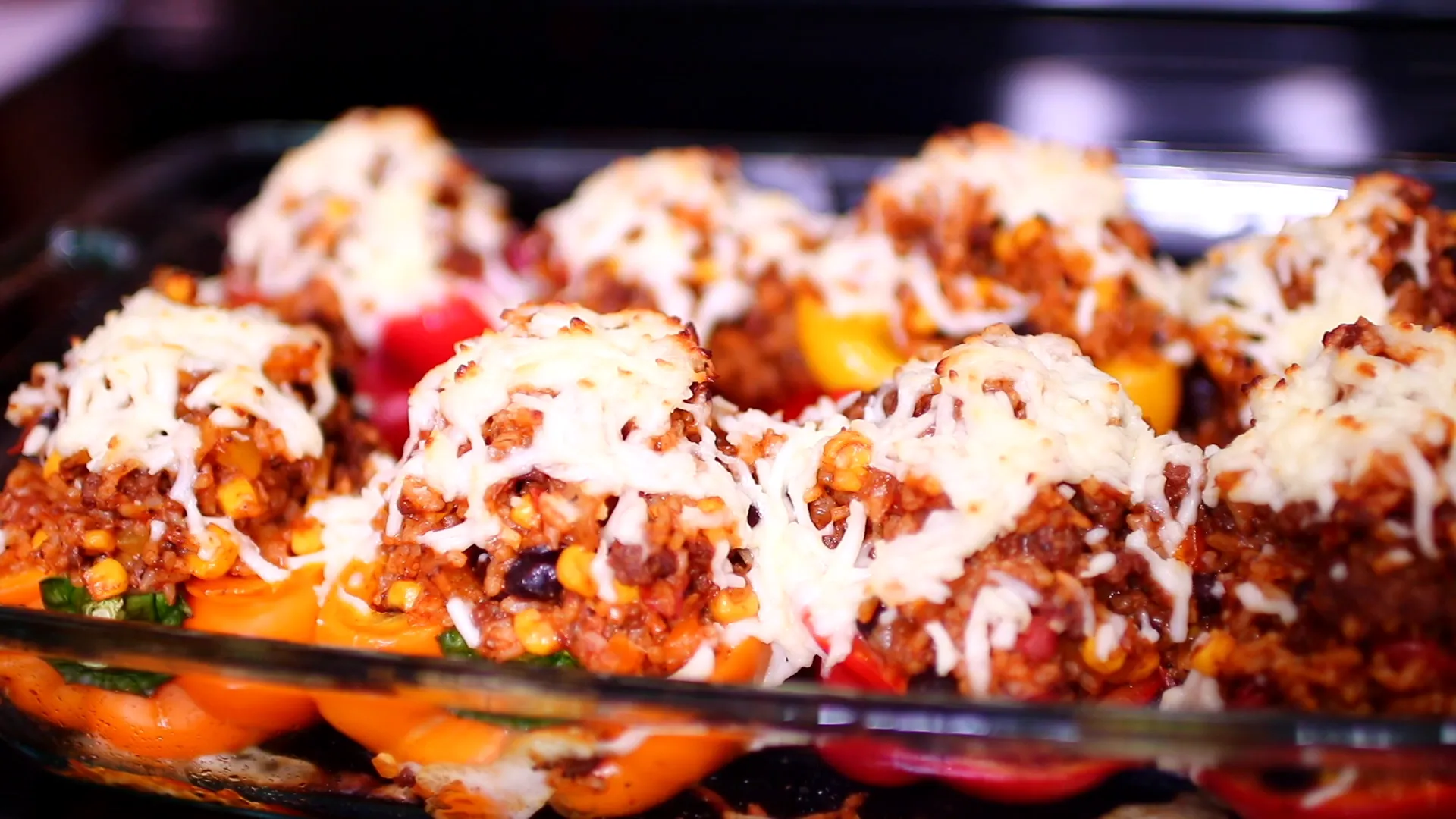 Finished stuffed peppers ready to be served.