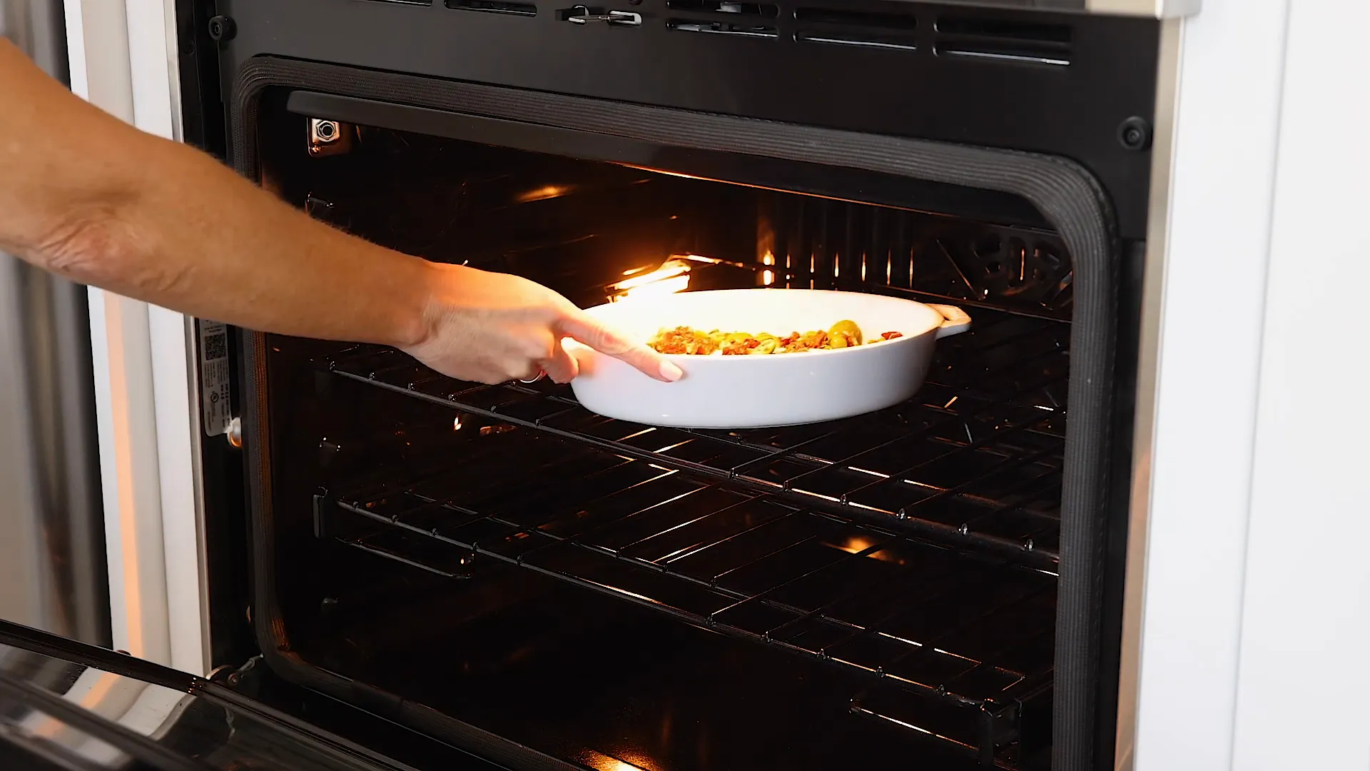 Preheating the oven.