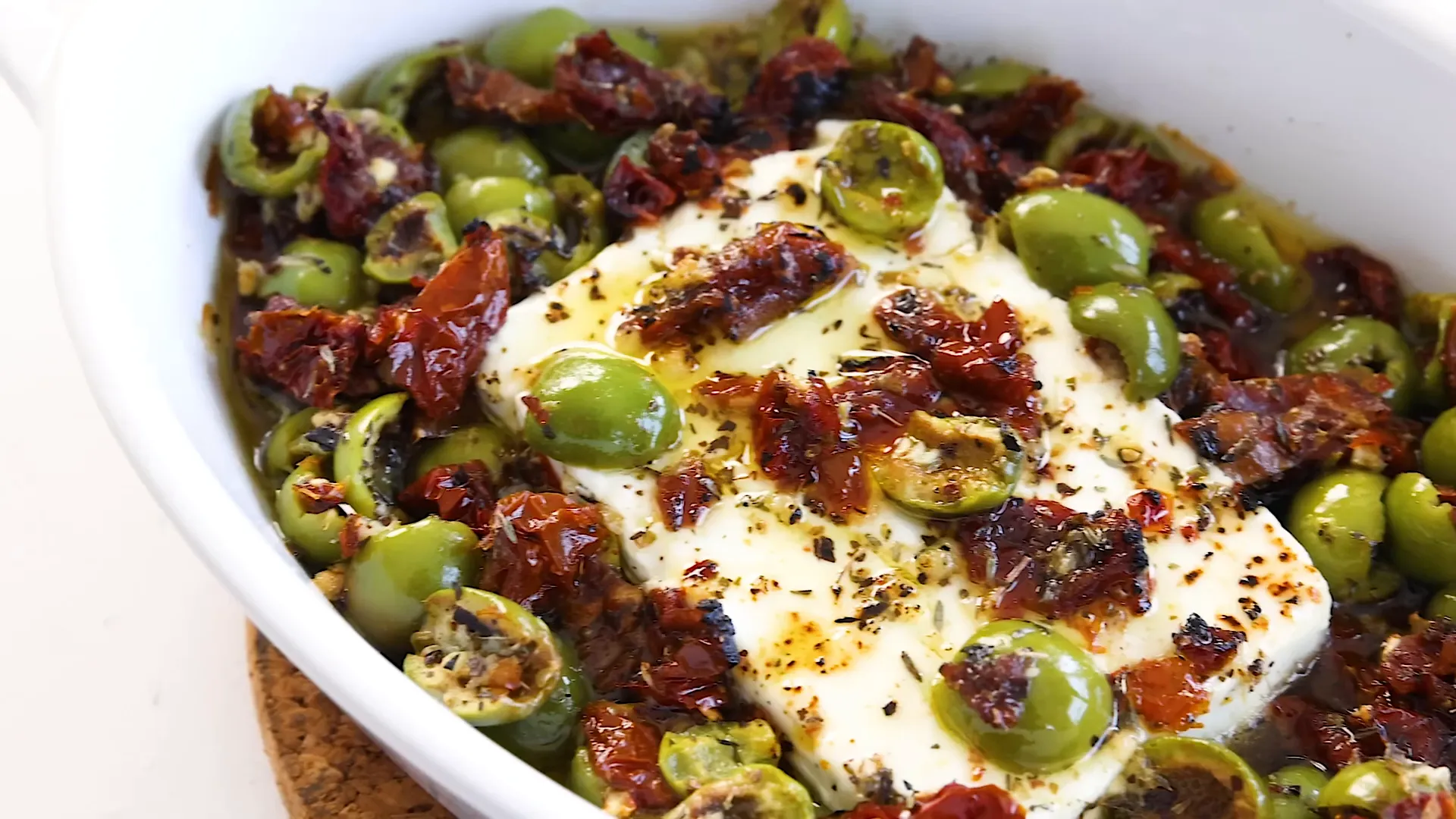 Broiling the feta.