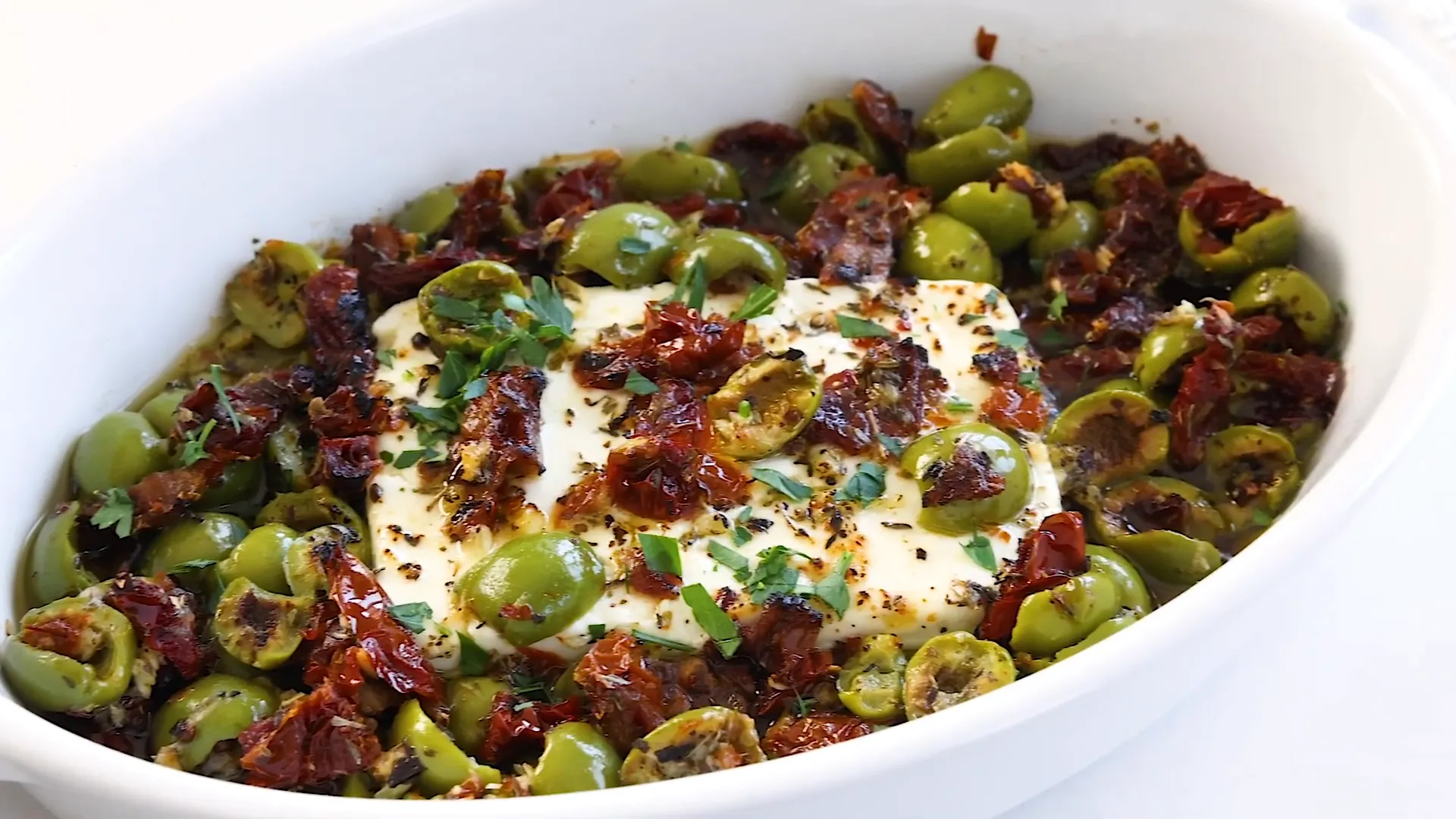 Garnished baked feta.