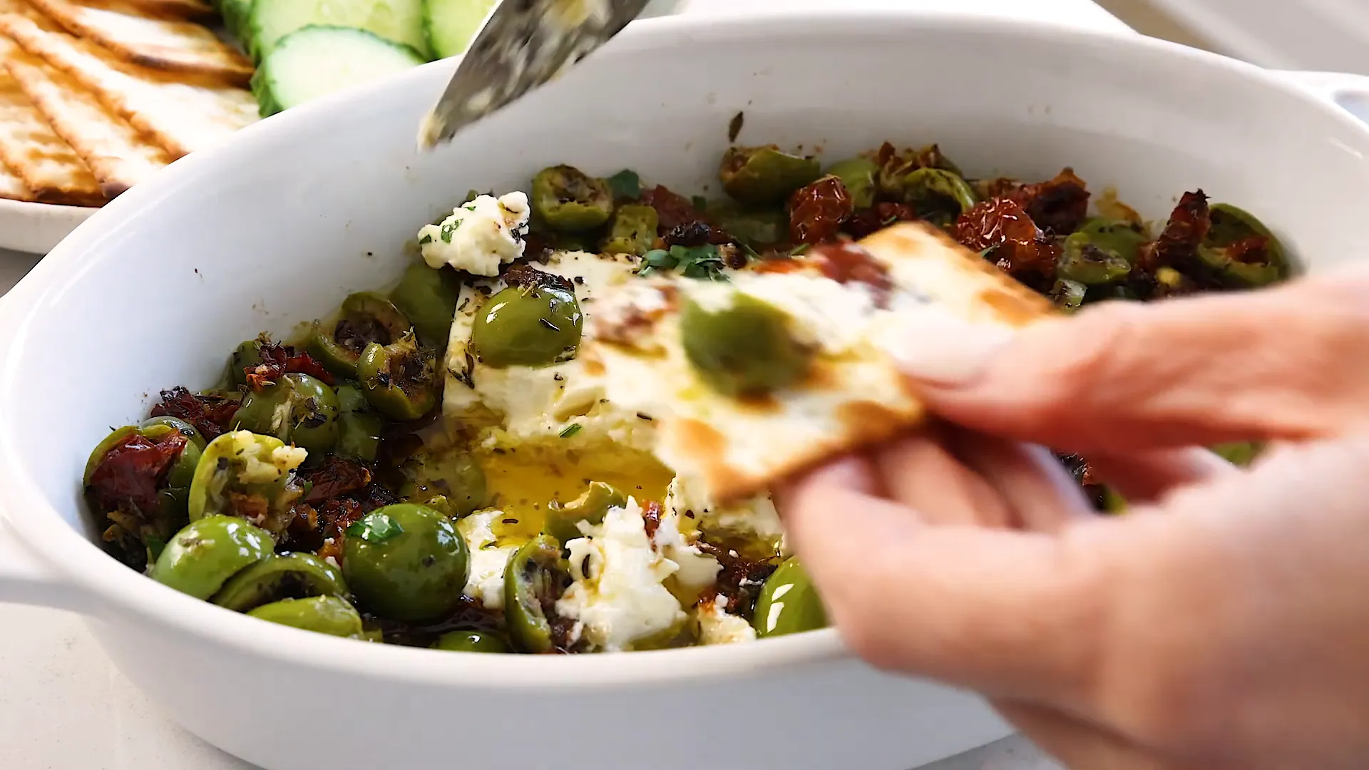 Enjoying the baked feta.