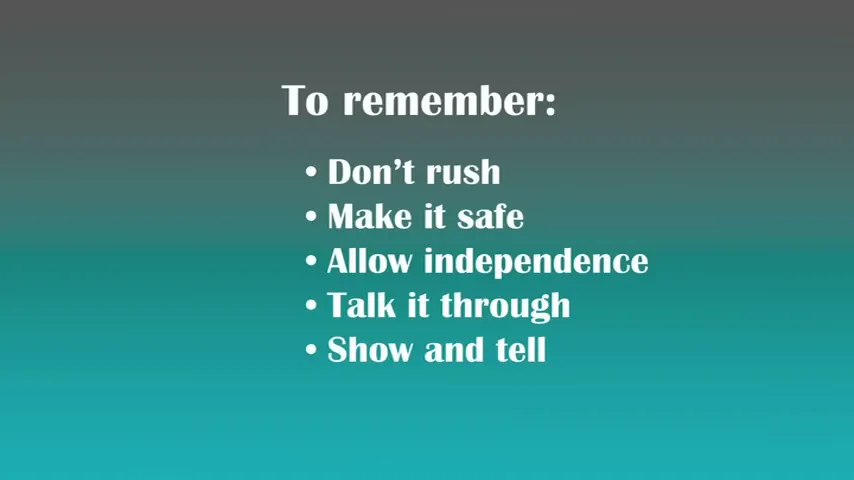 Slide reading To remember with bullet points dont rush make it safe allow independence talk it through show and tell