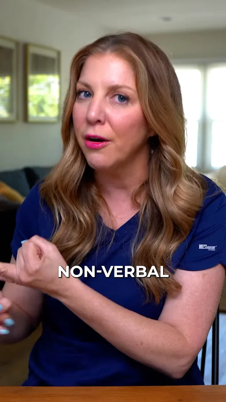 Person on screen with the on-screen text non-verbal