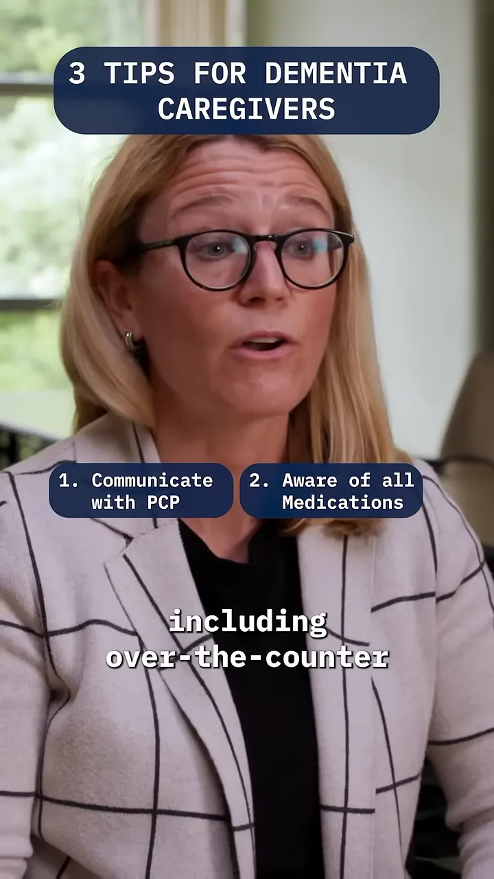 On-screen text about being aware of all medications including over-the-counter medications
