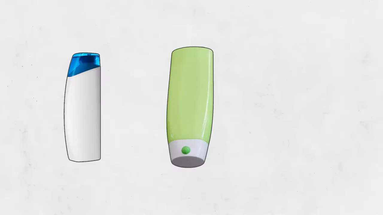 three toiletry bottles on a white background