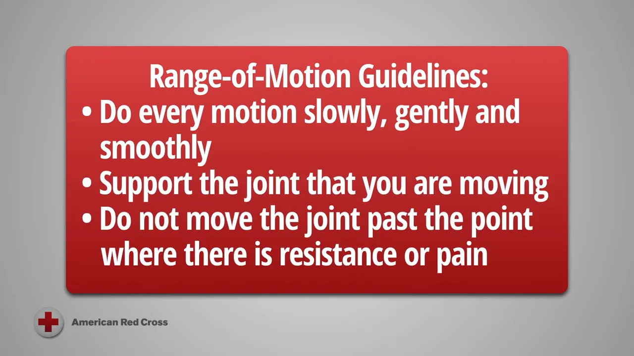 Red slide listing range of motion guidelines
