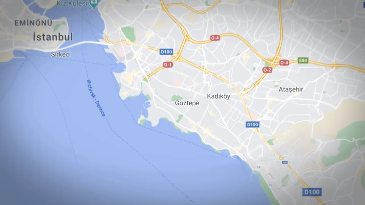 Close-up map of Kadık&ouml;y and G&ouml;ztepe on Istanbul's Asian shore